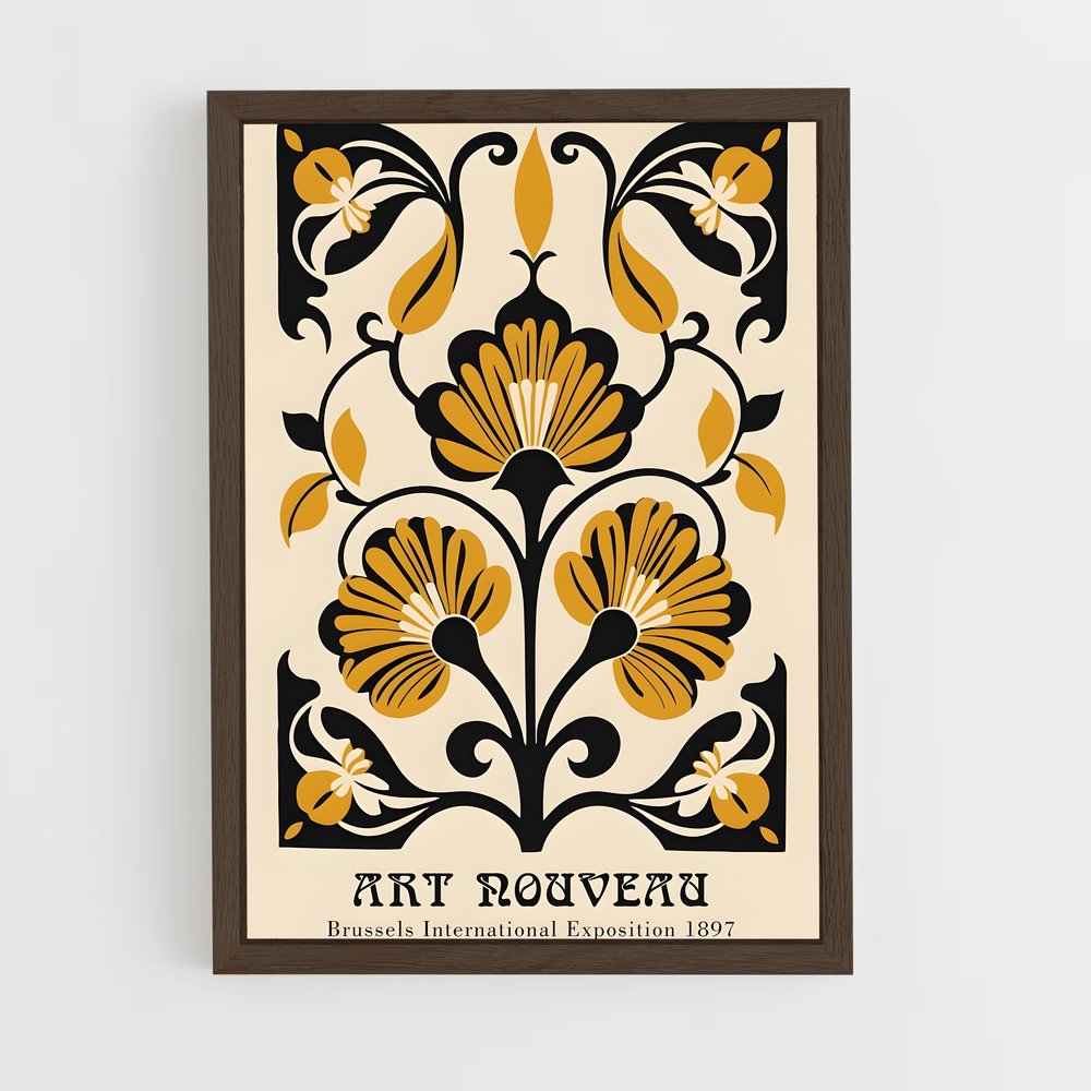 ap-art nouveau florals-2 cadre Bois foncé