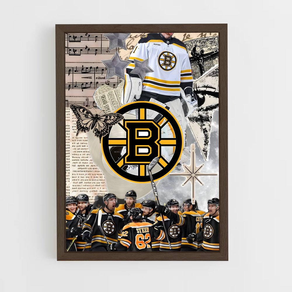 ap-boston bruins-3 cadre Bois foncé