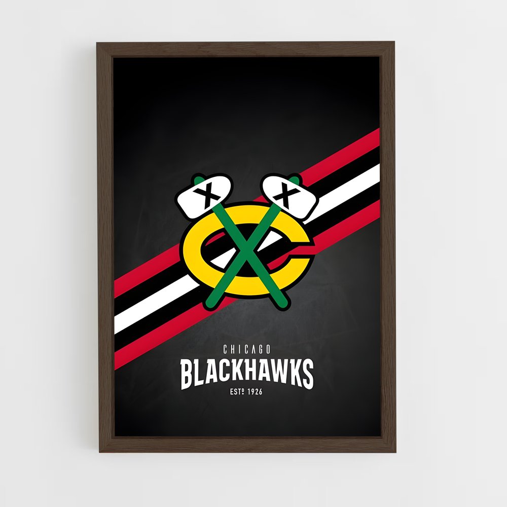 ap-chicago blackhawks-3 cadre Bois foncé