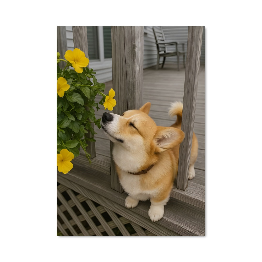 Poster Corgi en Fleurs