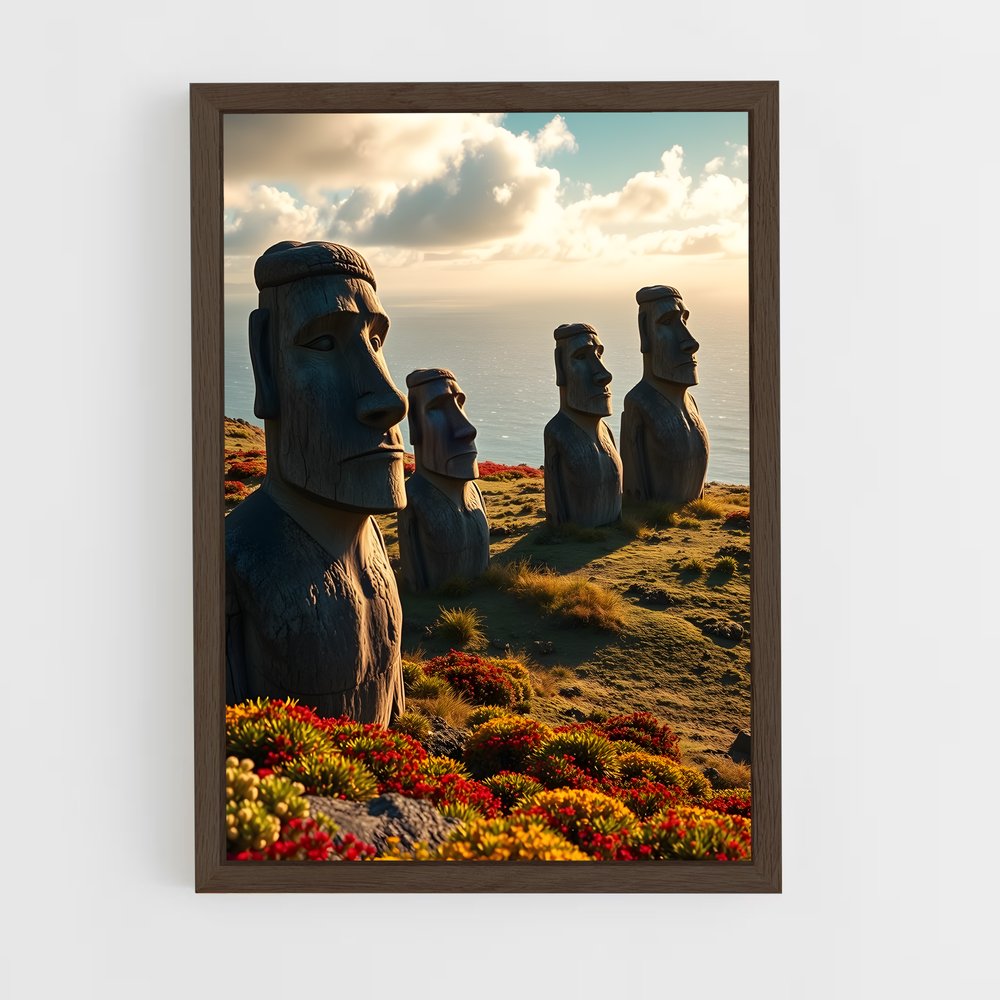 ap-easter island moai-10 cadre Bois foncé