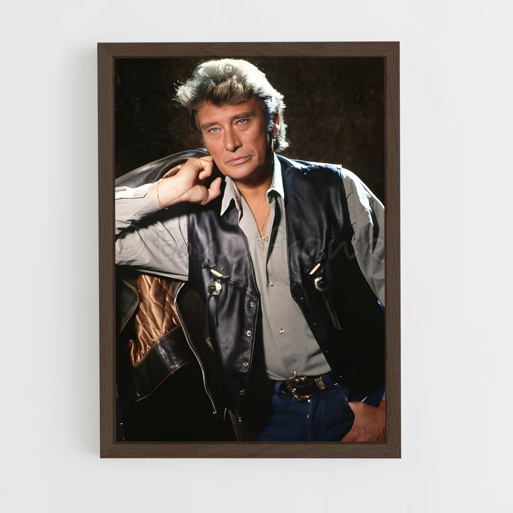 ap-johnny hallyday-10 cadre Bois foncé