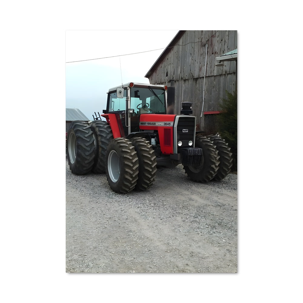 Poster Tracteur Rouge et Grange