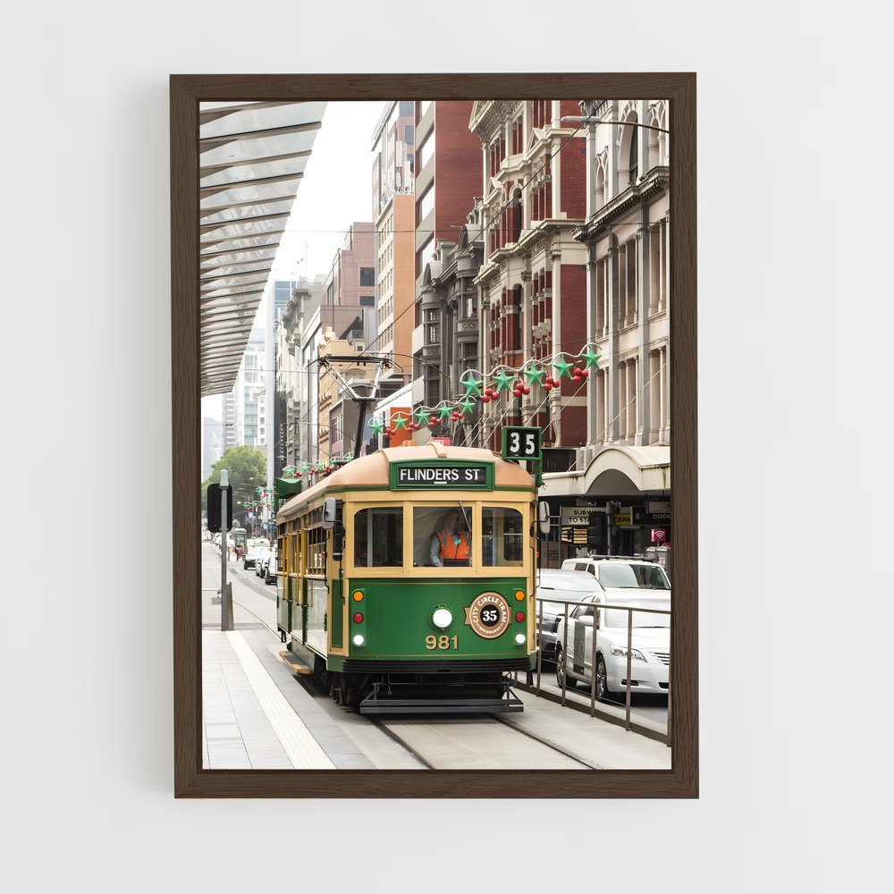 ap-melbourne tram-1 cadre Bois foncé