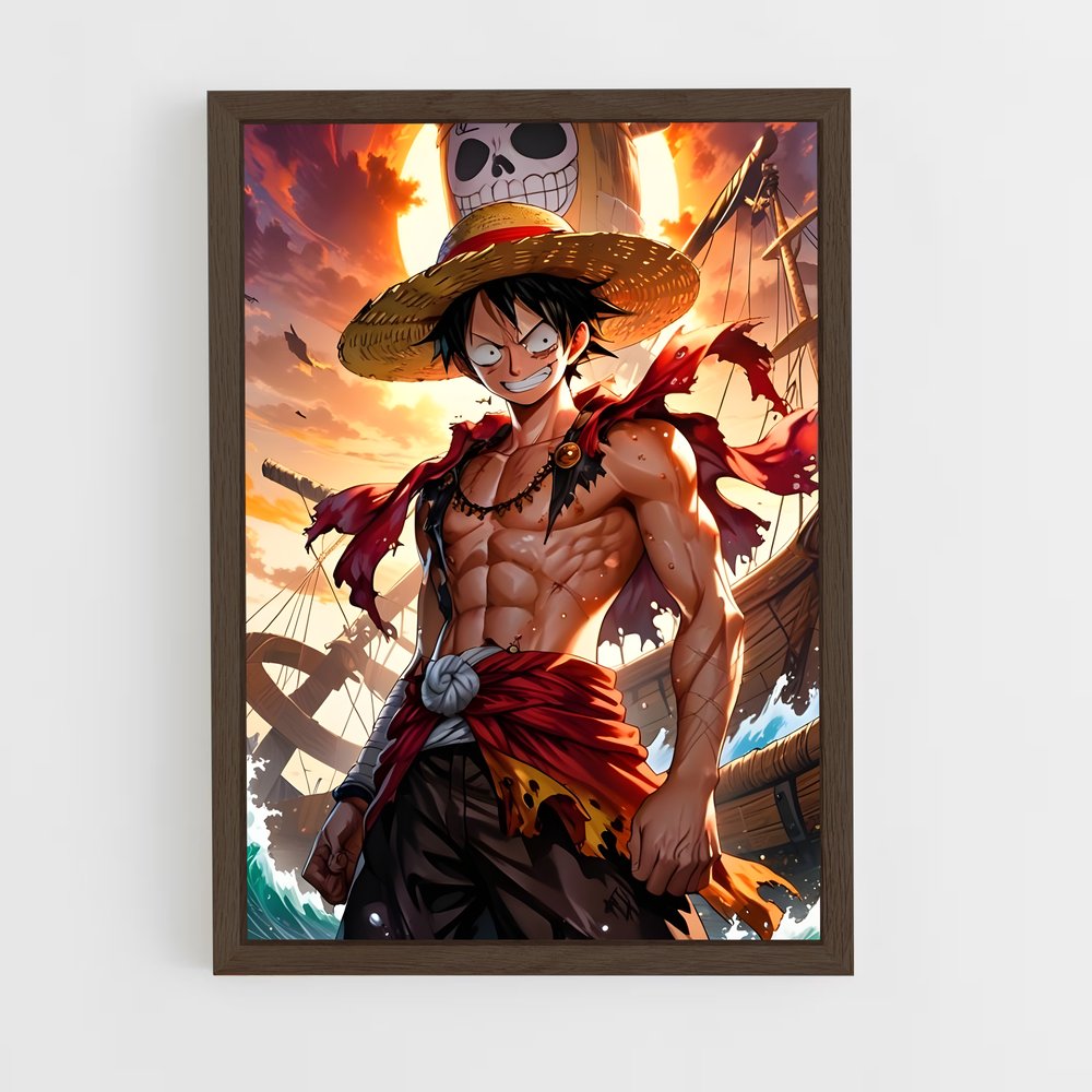 ap-monkey d luffy-1 cadre Bois foncé