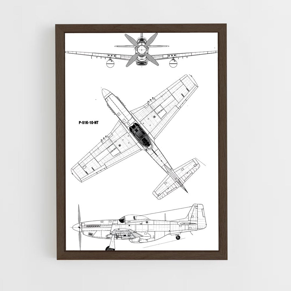 ap-p-51 mustang-2 cadre Bois foncé