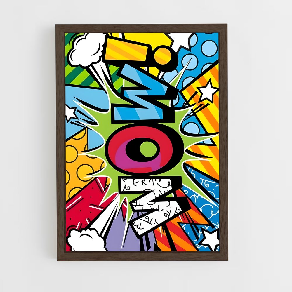 ap-pop art-5 cadre Bois foncé