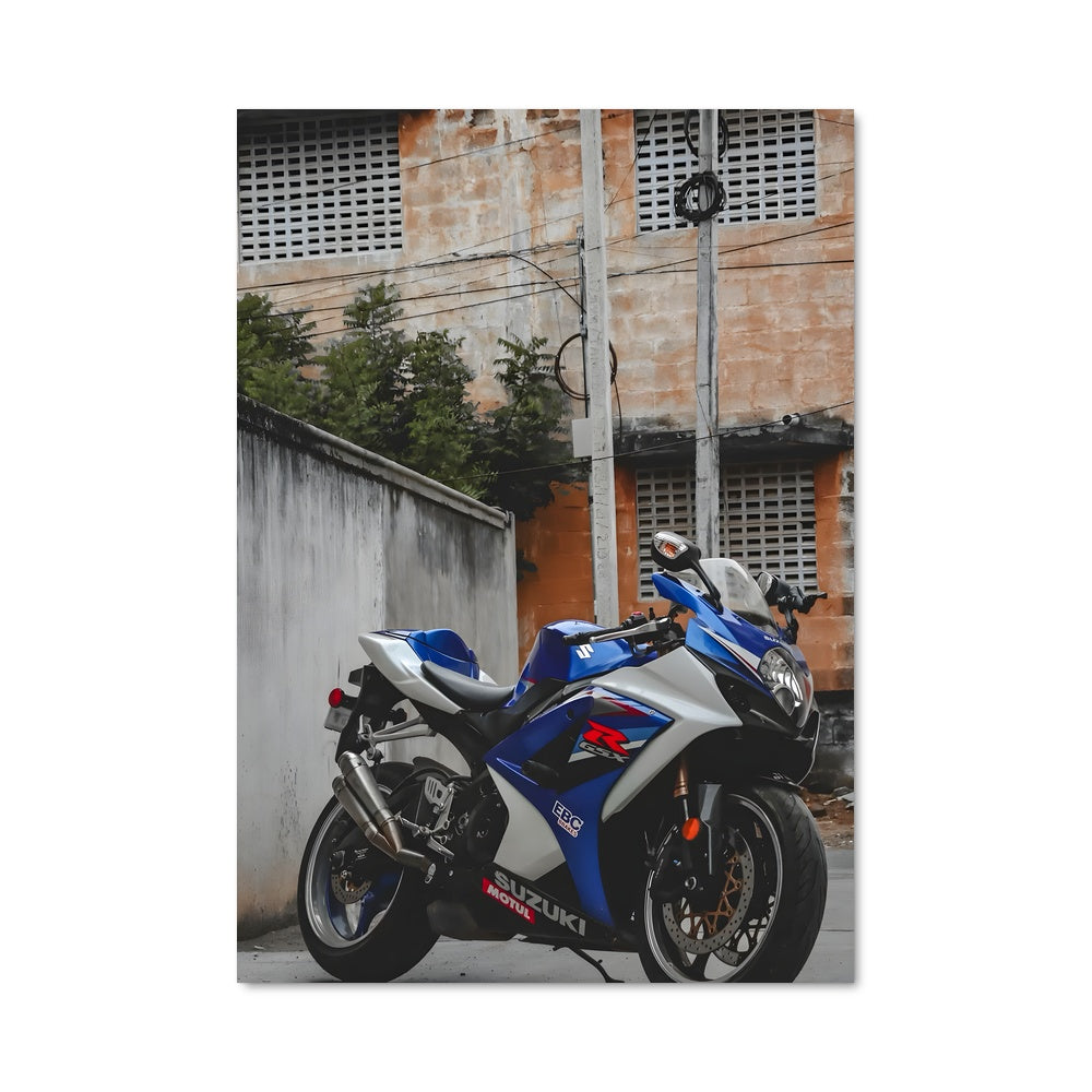 Poster Moto Bleue Évasion