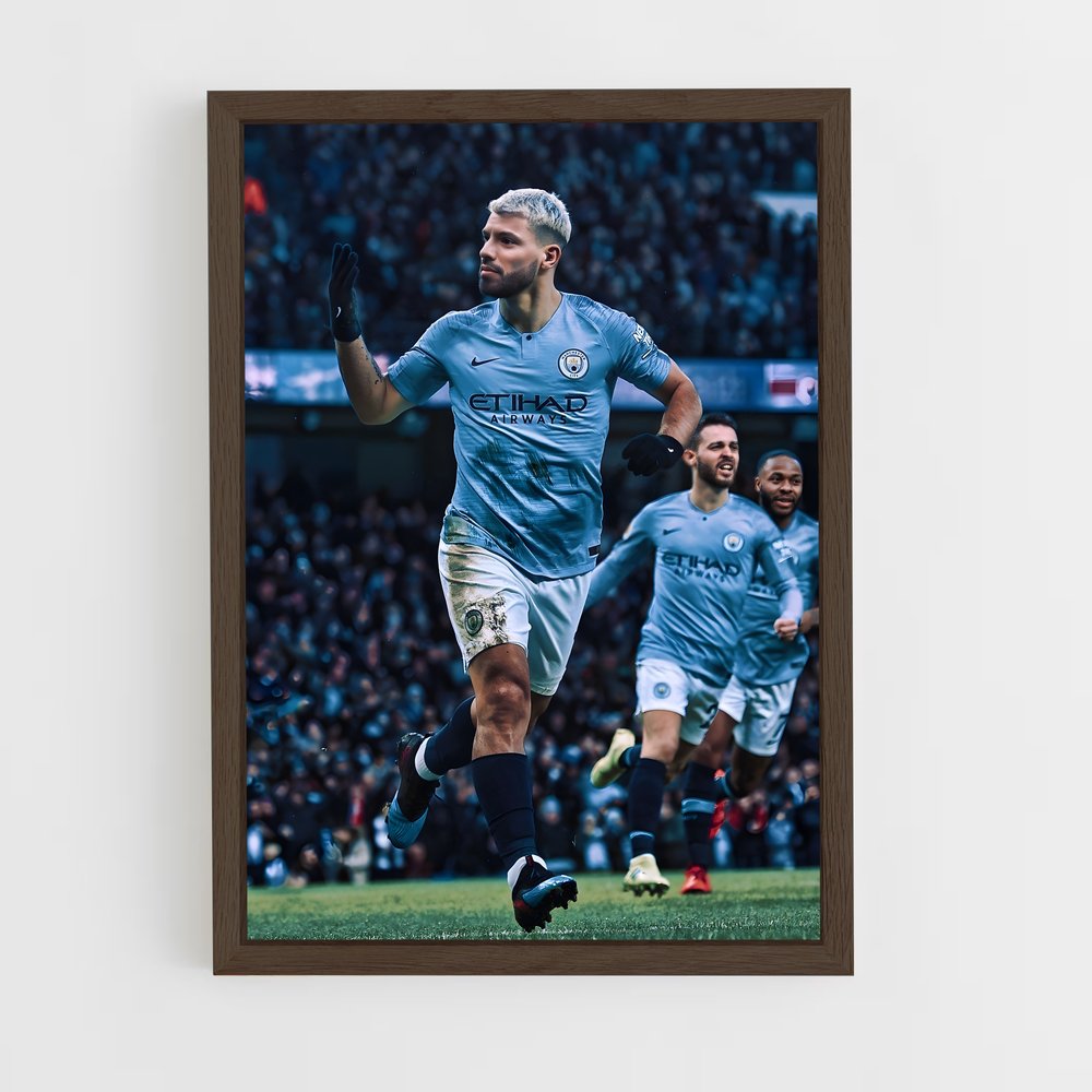ap-sergio aguero-2 cadre Bois foncé