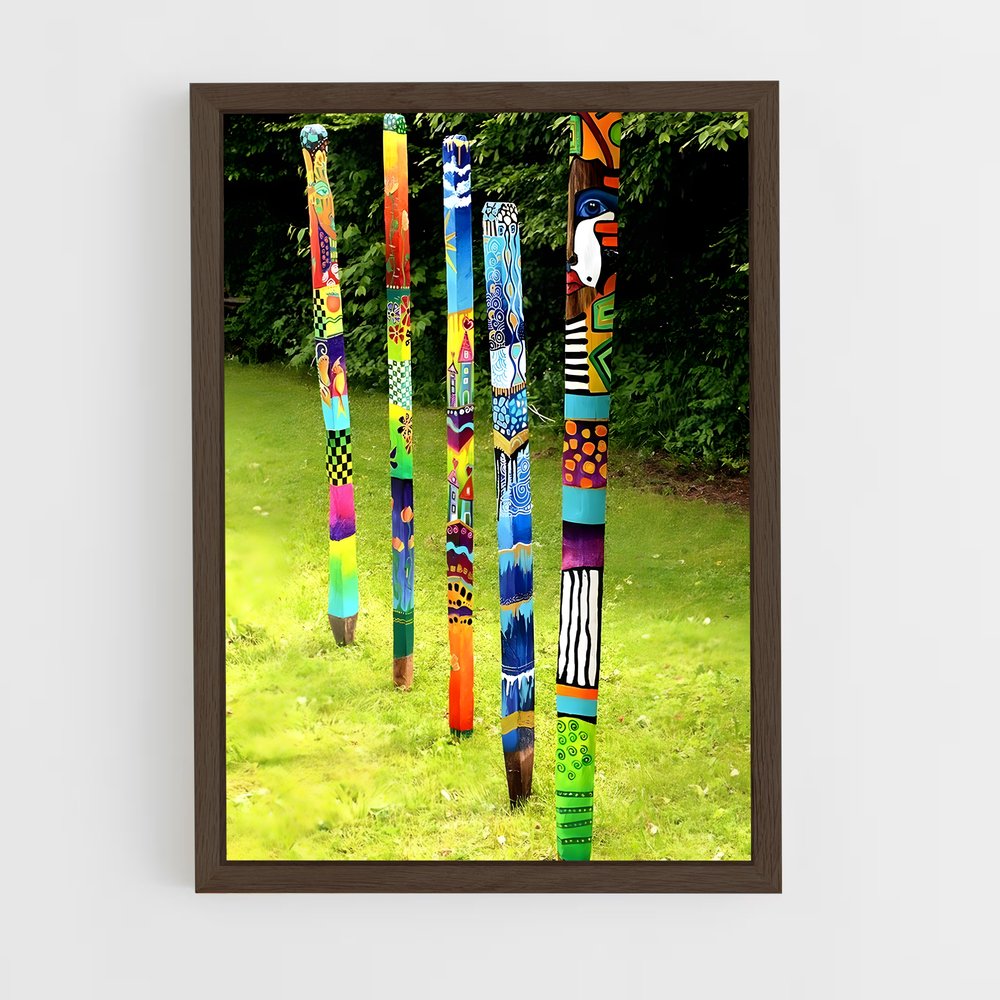 ap-totem poles-2 cadre Bois foncé