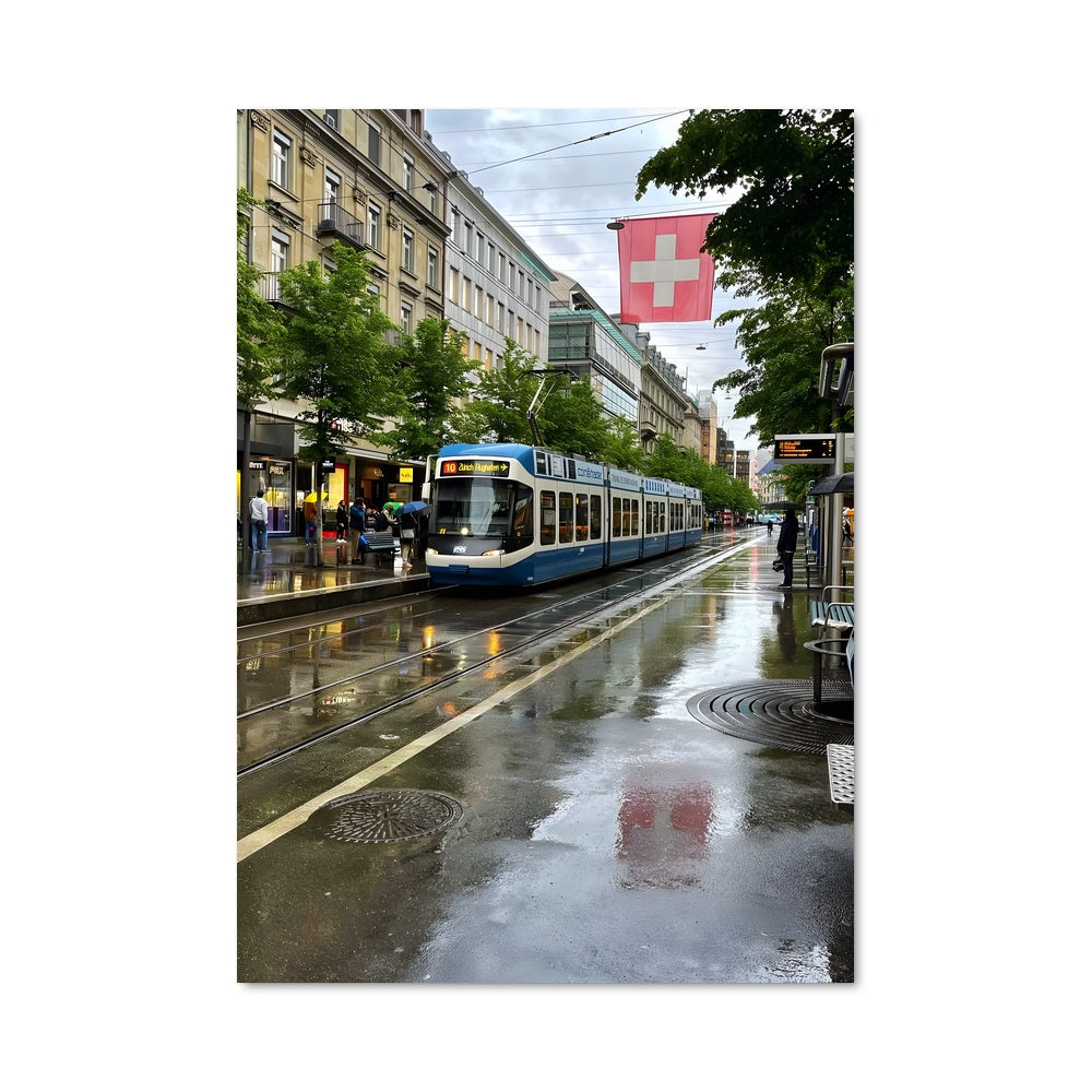 Poster Tramway Pluvieux