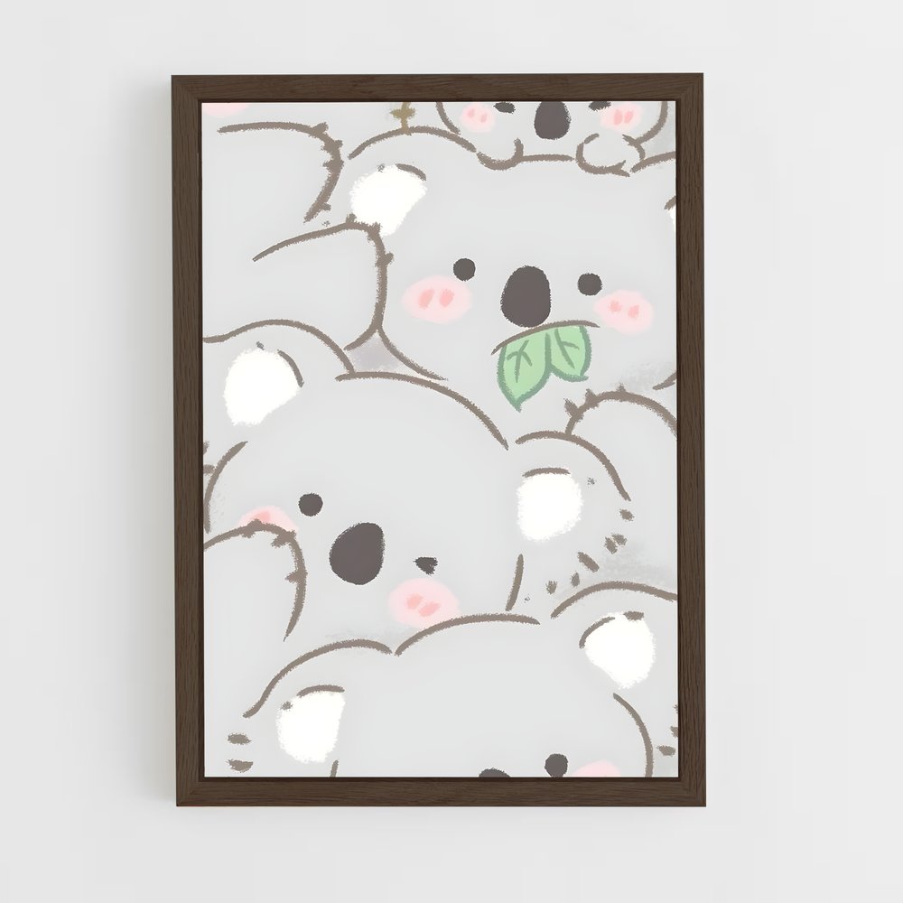 cute-animals-4 cadre Bois foncé