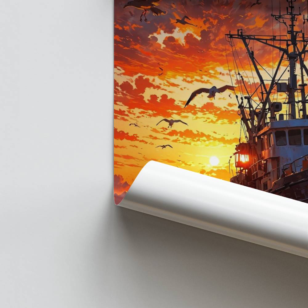 Poster Boot in der Abenddämmerung