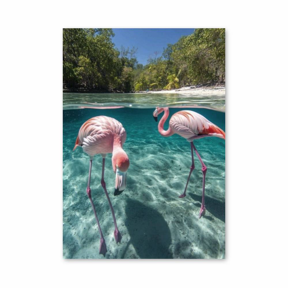 Poster Flamants Paradisiaques