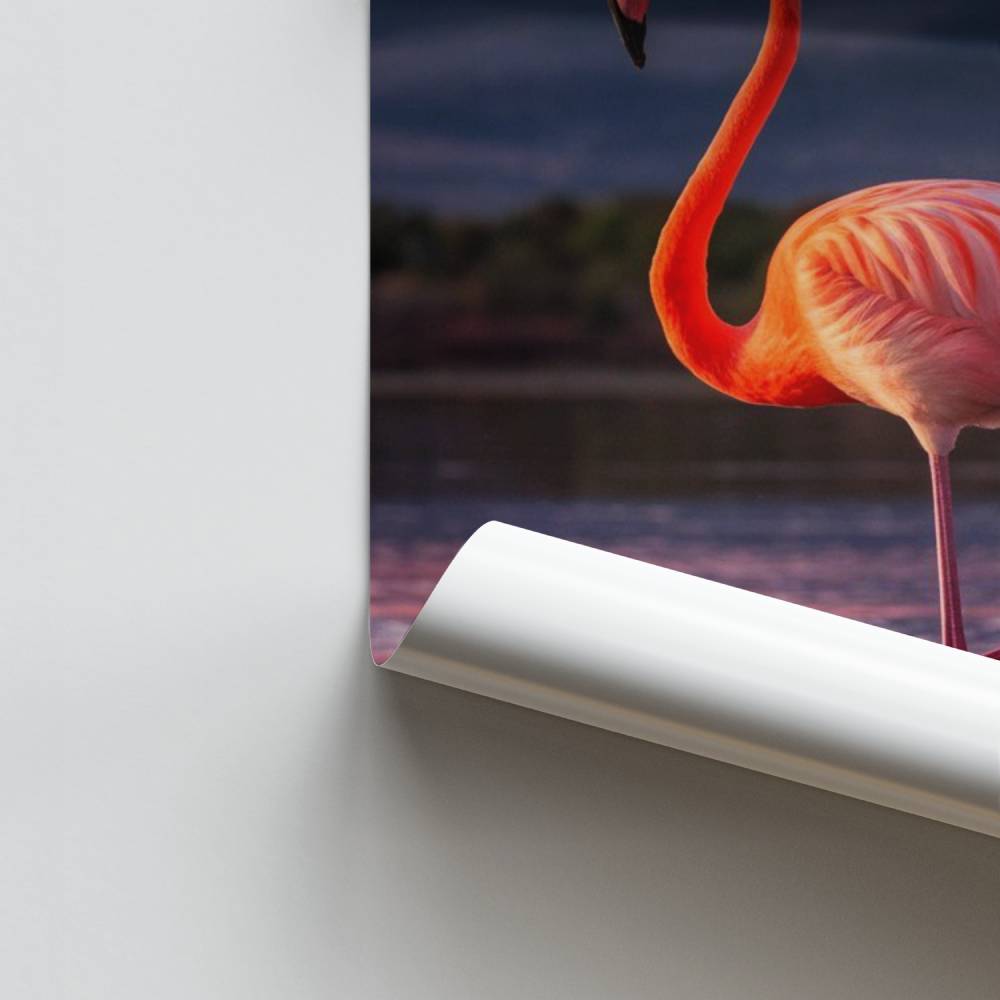Leuchtend rosa Flamingo-Poster