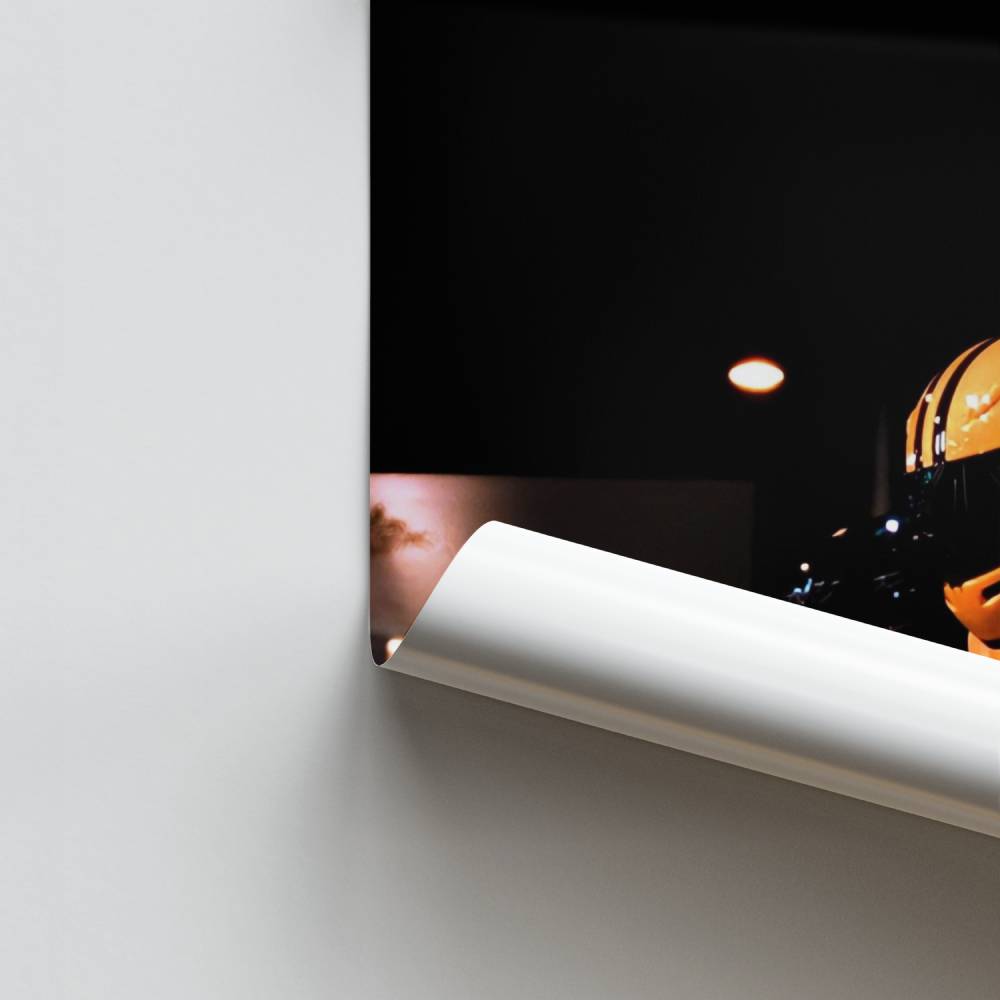 Poster Dynamisches gelbes Motorrad