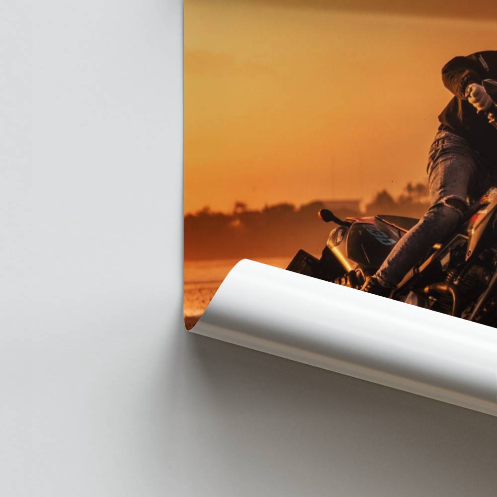 Sonnenuntergang-Drift-Motocross-Poster