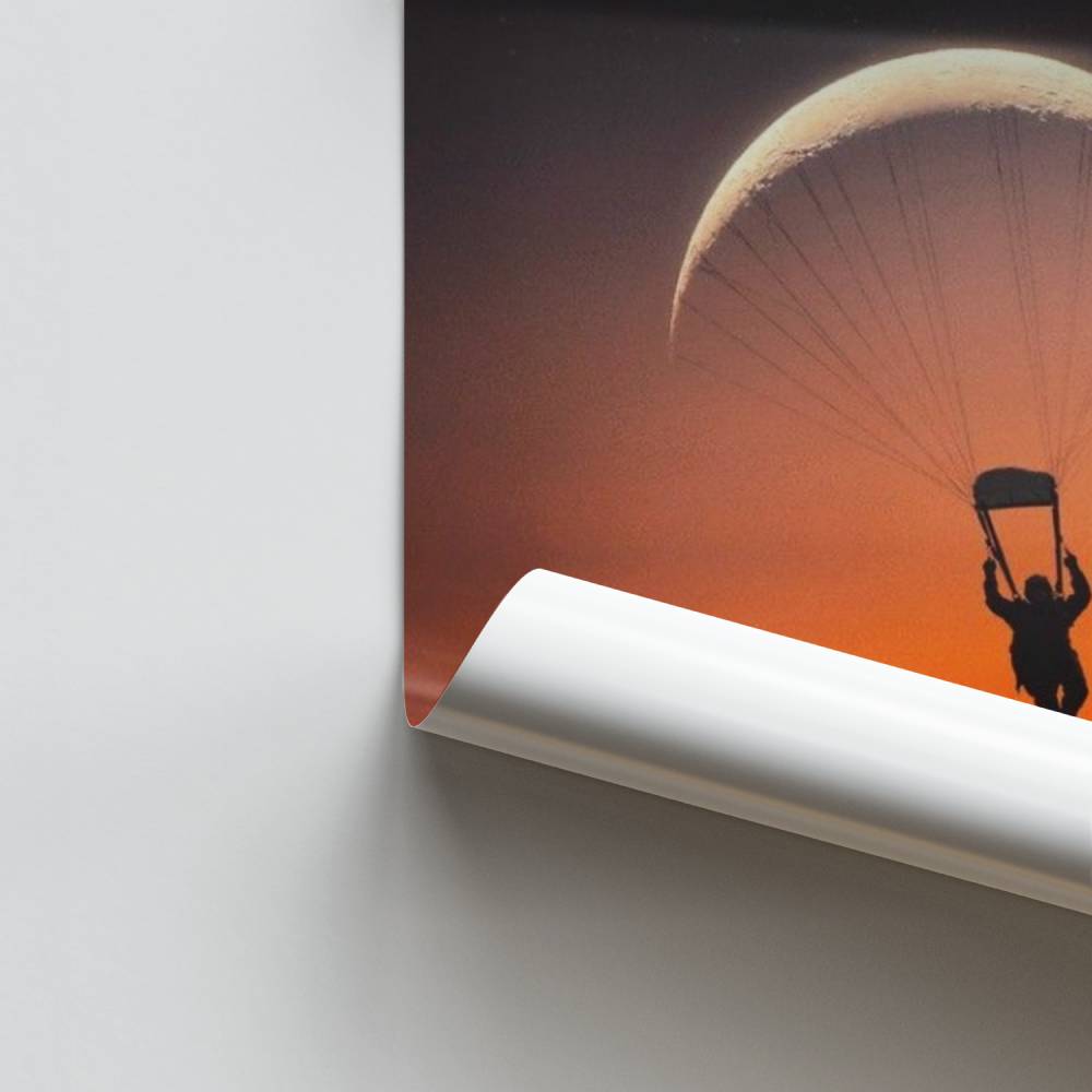 Poster Paragliding in der Abenddämmerung