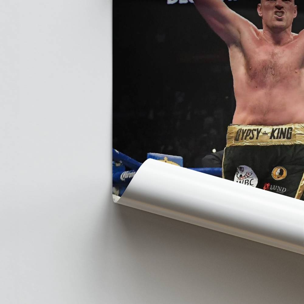 Poster-Champion in Handschuhen