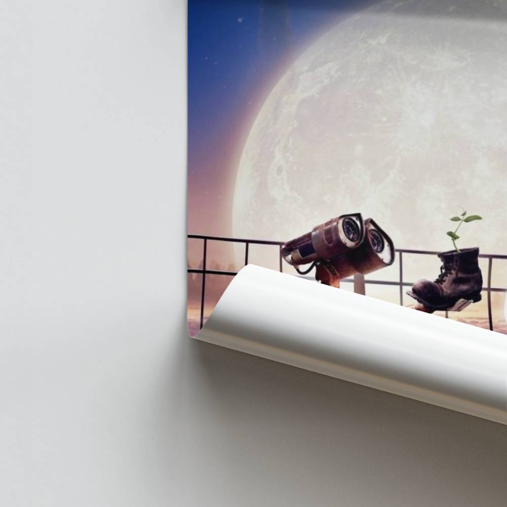 Poster Mond und Roboter
