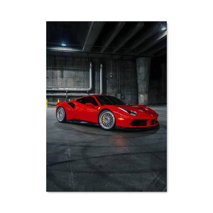 Poster Ferrari en Stationnement