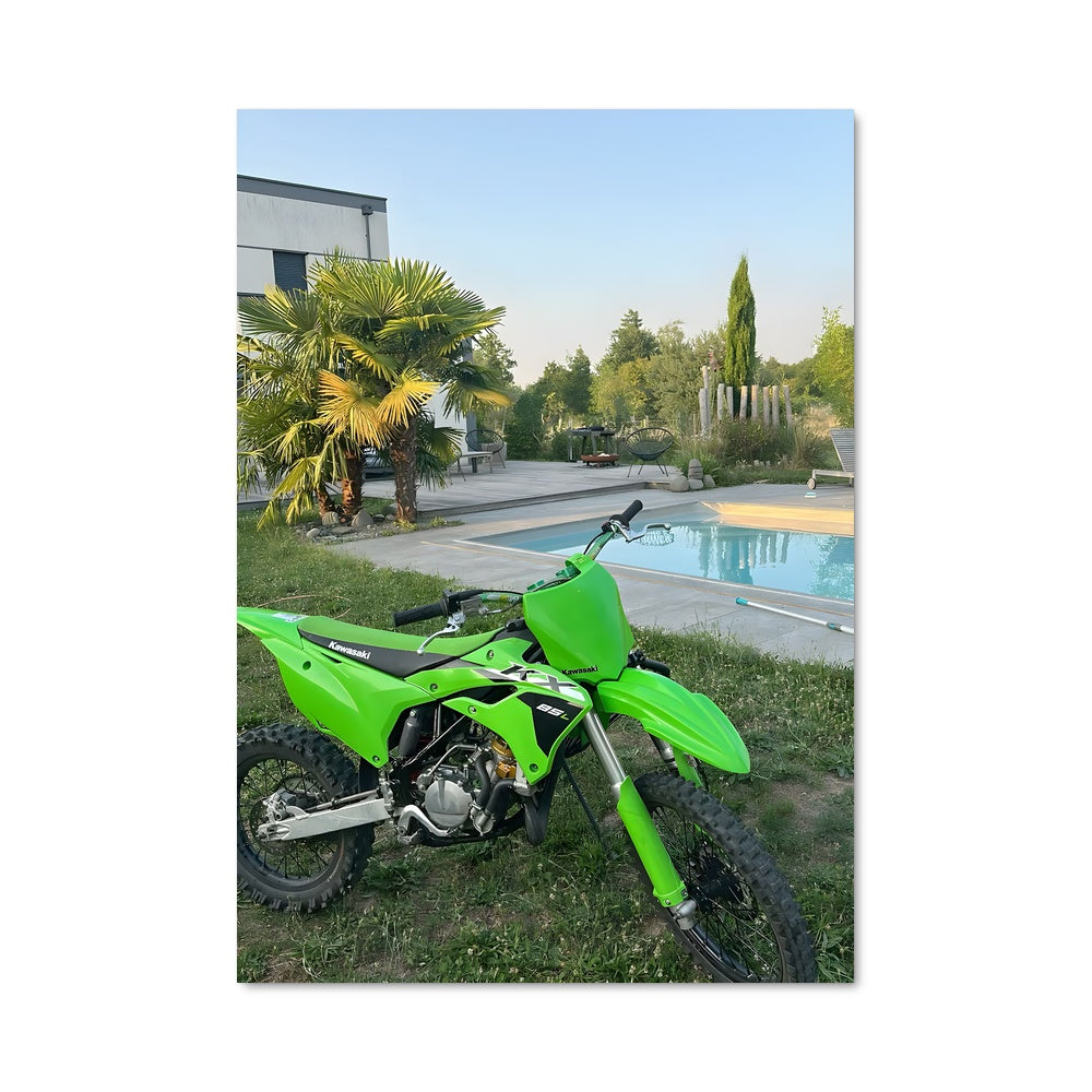 Poster Moto et Piscine