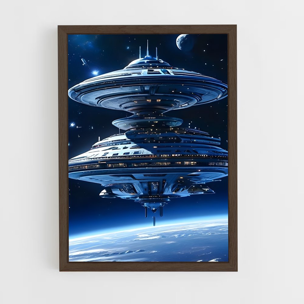 ap-alien spaceship-8 cadre Bois foncé