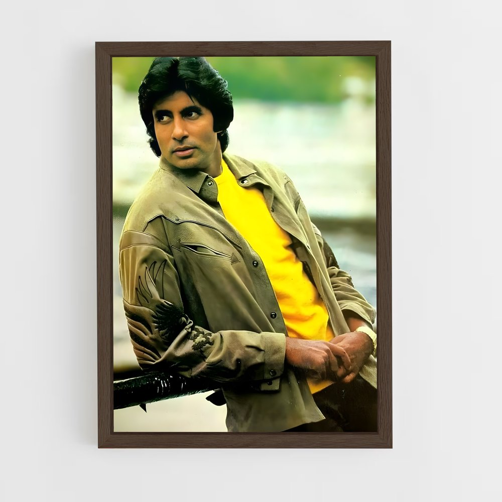 ap-amitabh bachchan-5 cadre Bois foncé