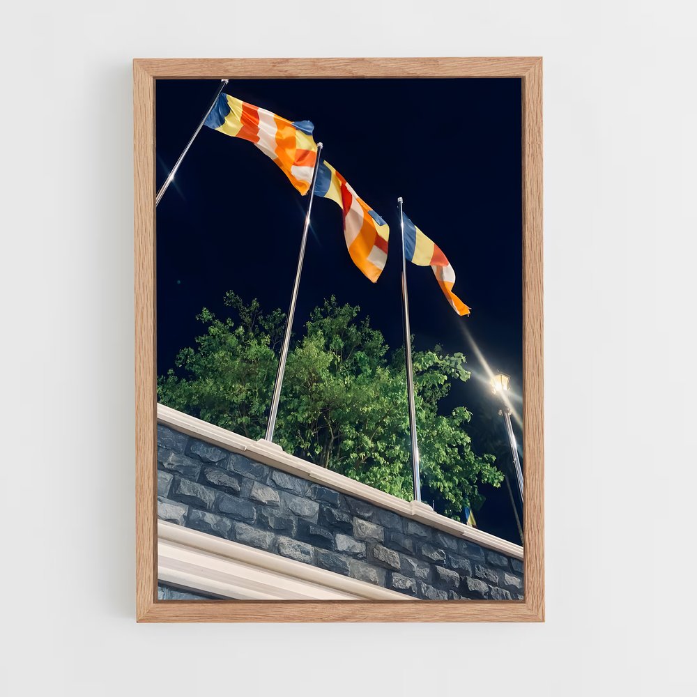 ap-buddhist flag-2 cadre Bois clair
