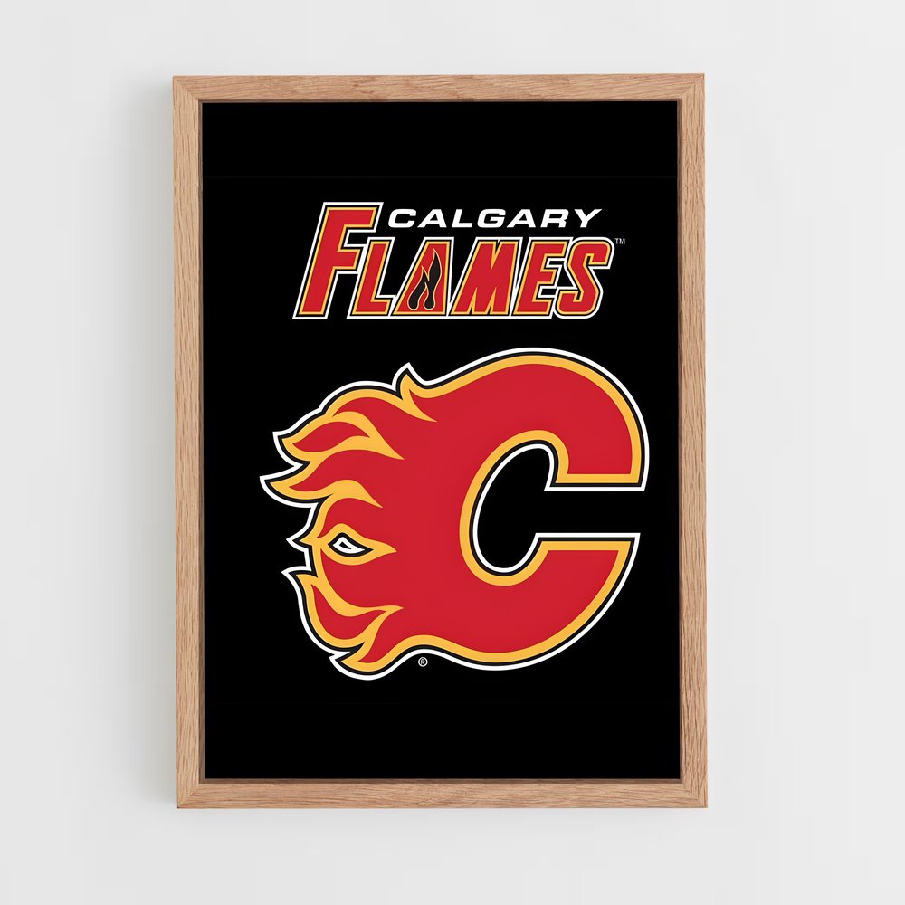 ap-calgary flames-3 cadre Bois clair