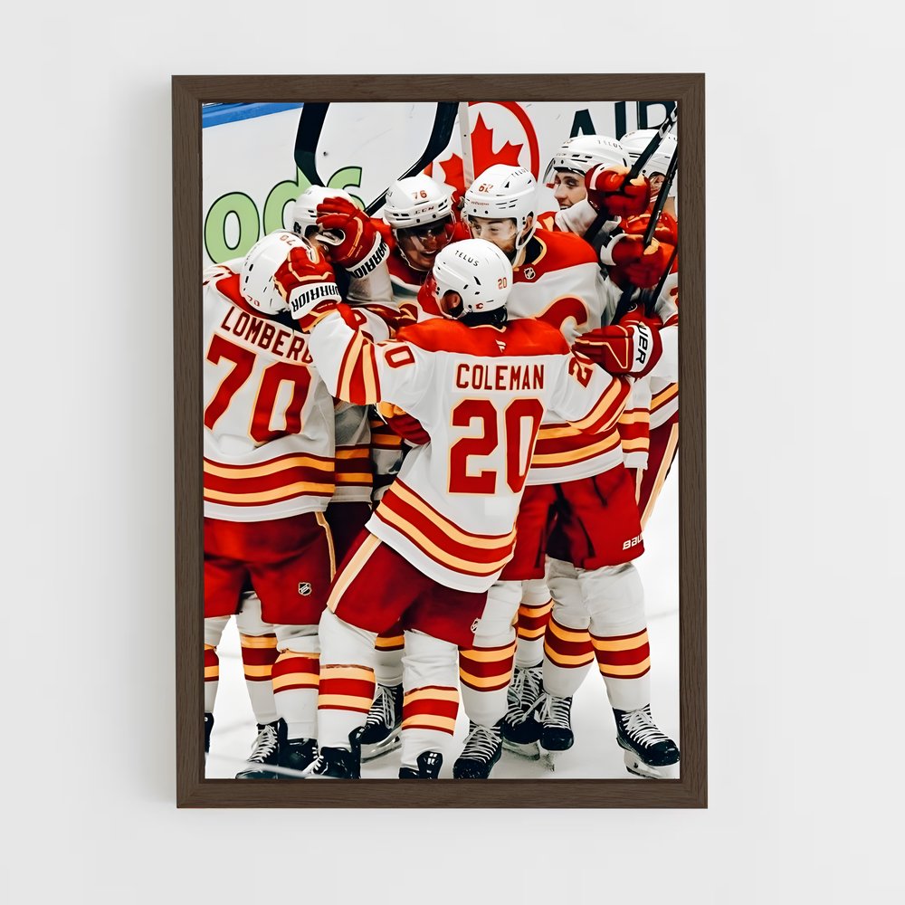 ap-calgary flames-7 cadre Bois foncé