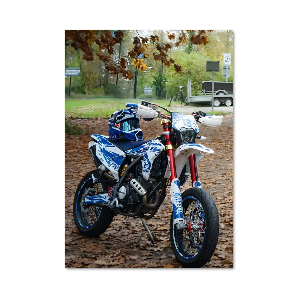 Poster Moto et Feuilles