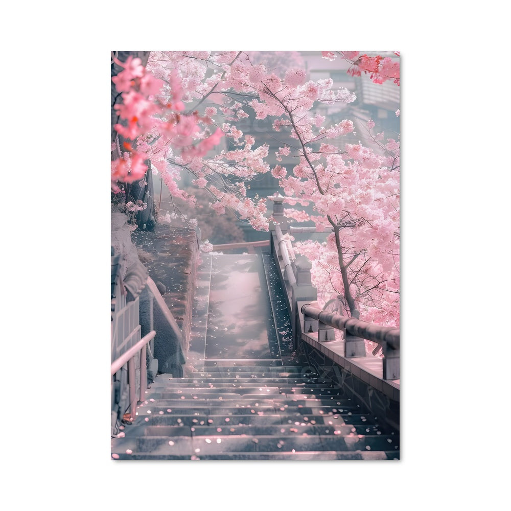 Poster Escalier en Fleurs
