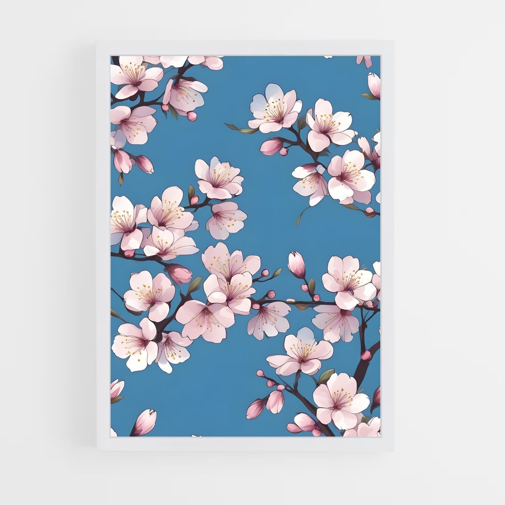 ap-cherry blossom patterns-1 cadre Blanc