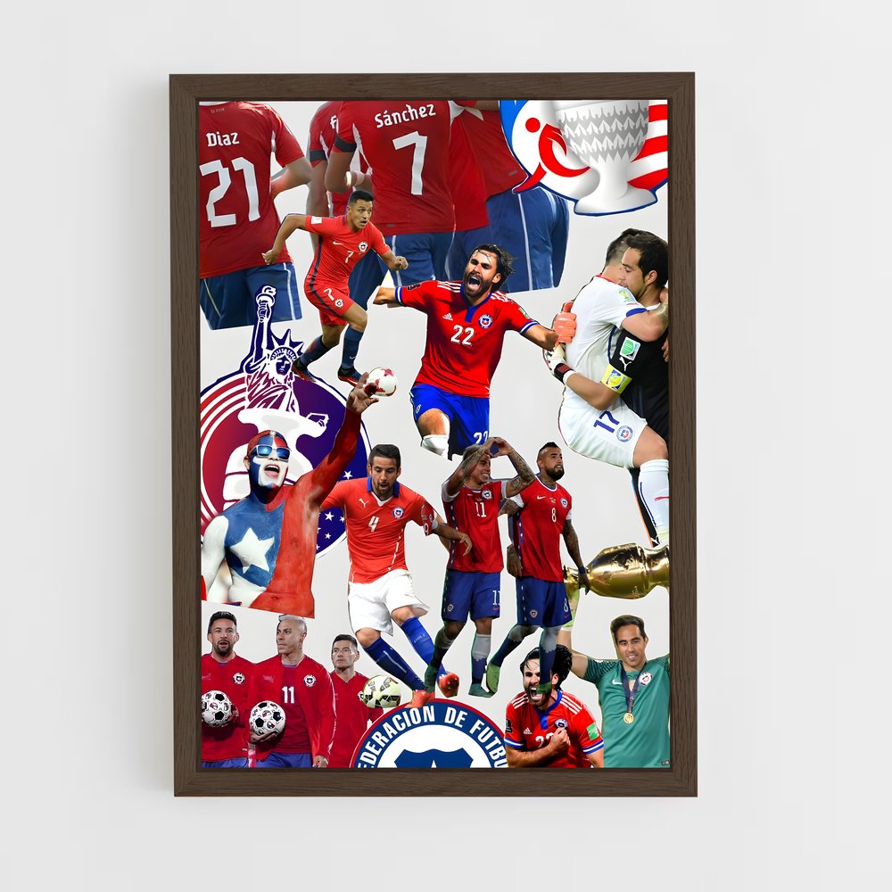 ap-chile national football team-4 cadre Bois foncé