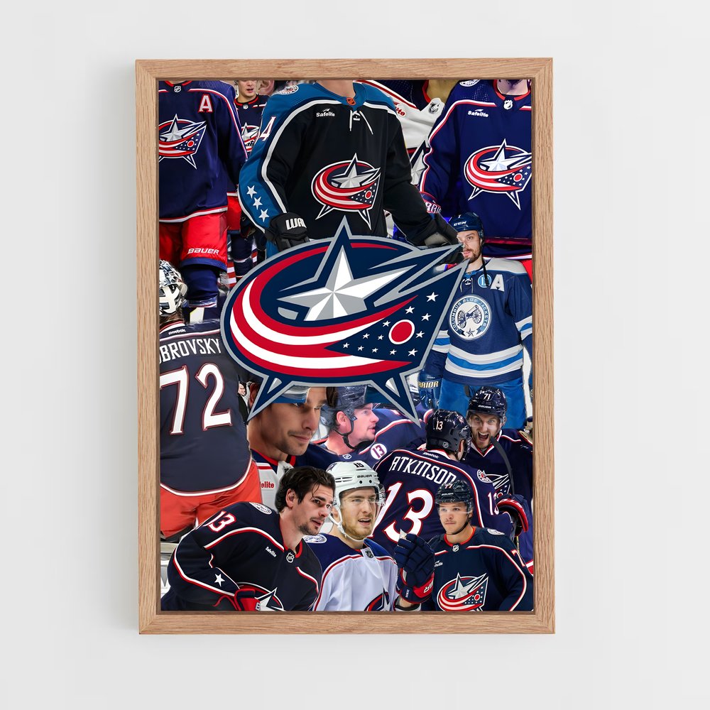 ap-columbus blue jackets-3 cadre Bois clair