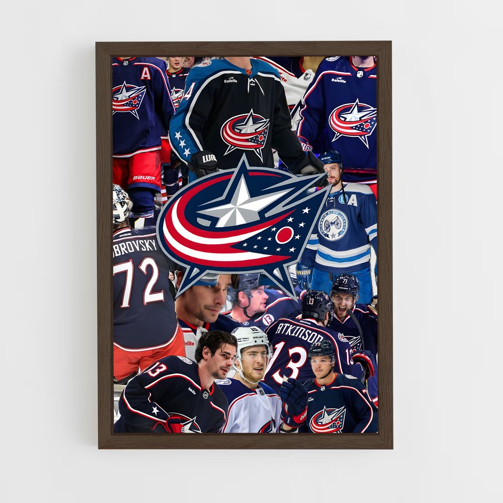 ap-columbus blue jackets-3 cadre Bois foncé