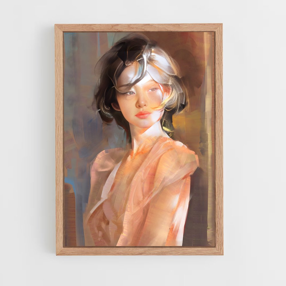 ap-digital painting-2 cadre Bois clair