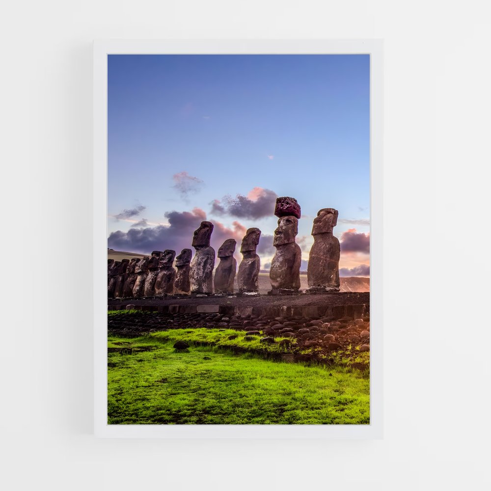 ap-easter island moai-11 cadre Blanc