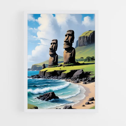 ap-easter island moai-13 cadre Blanc