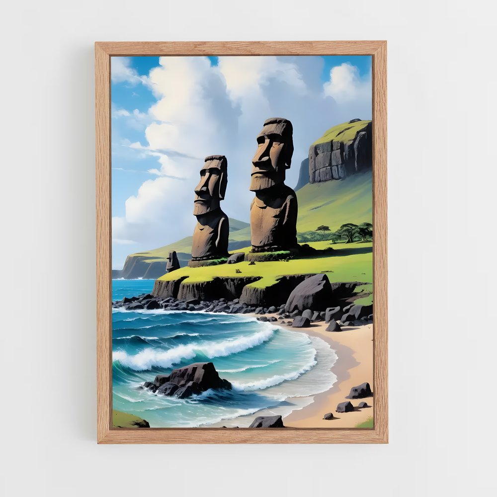 ap-easter island moai-13 cadre Bois clair