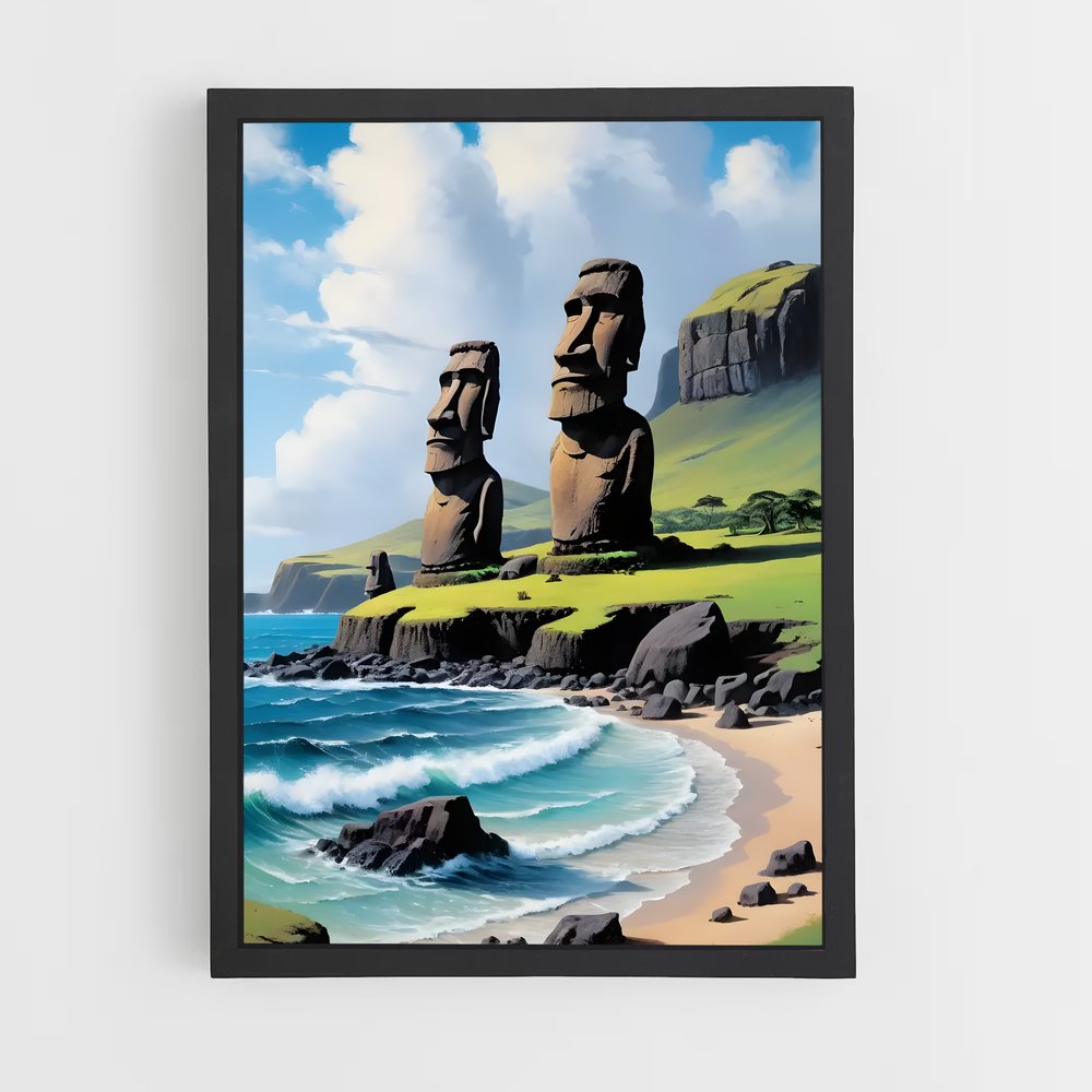ap-easter island moai-13 cadre Noir