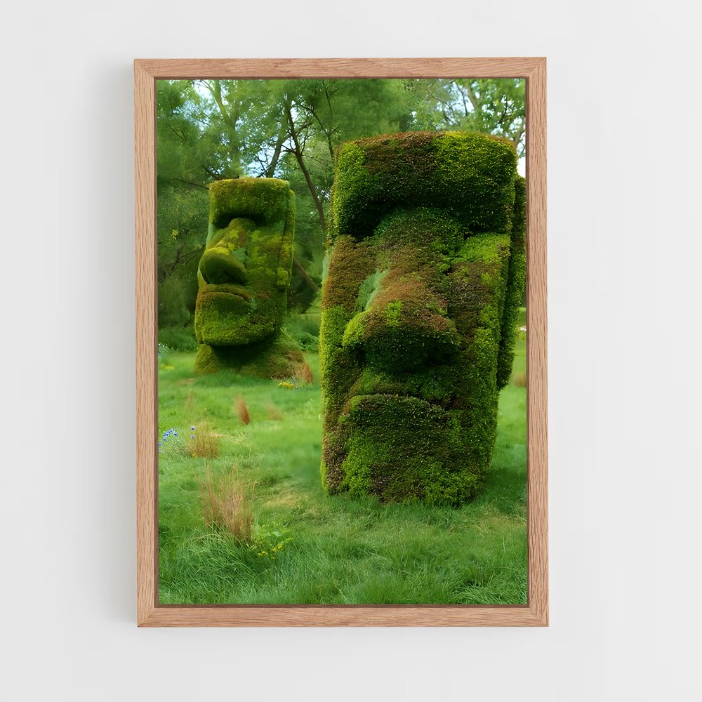 ap-easter island moai-3 cadre Bois clair