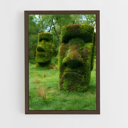 ap-easter island moai-3 cadre Bois foncé