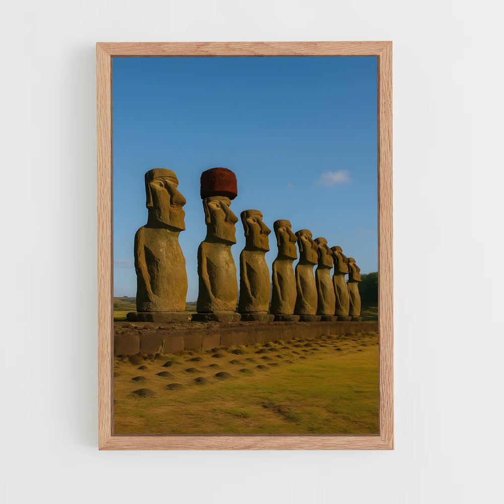 ap-easter island moai-5 cadre Bois clair