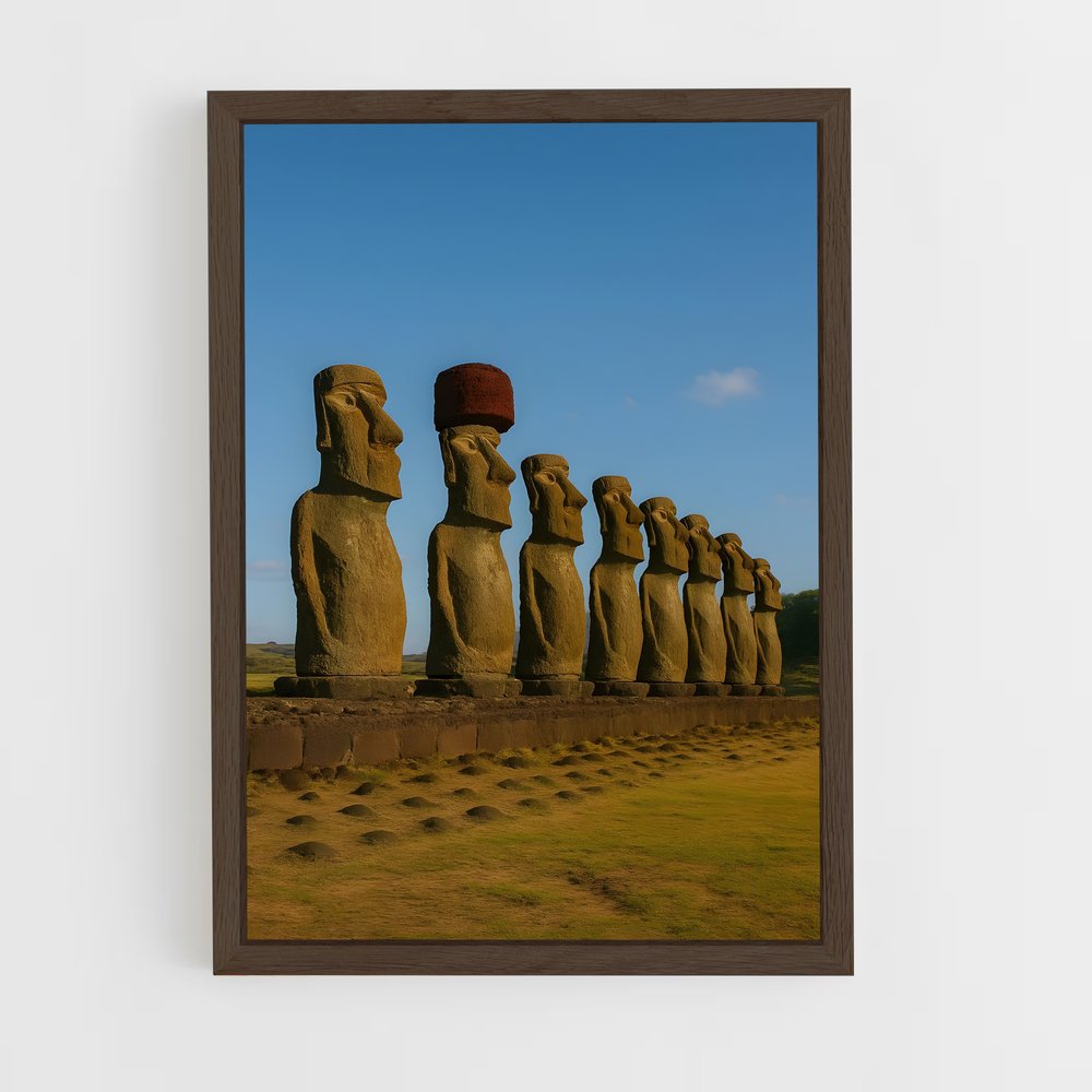 ap-easter island moai-5 cadre Bois foncé