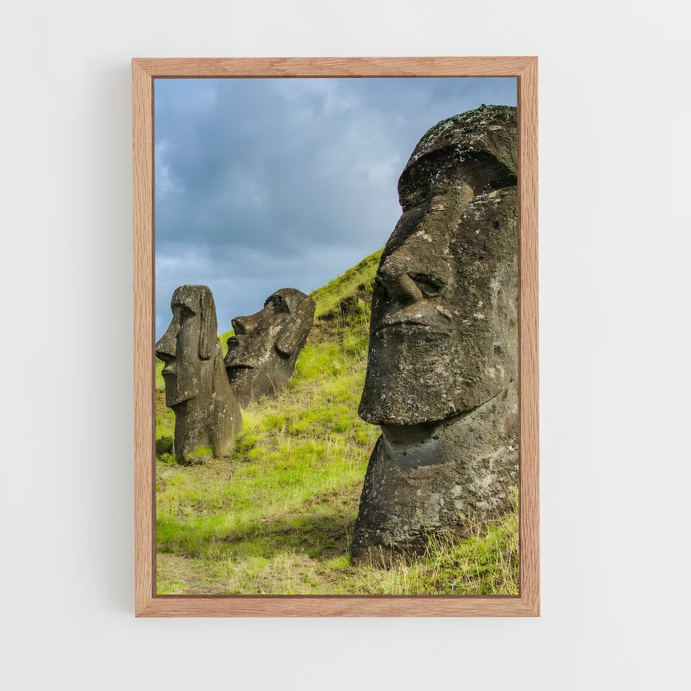 ap-easter island moai-6 cadre Bois clair