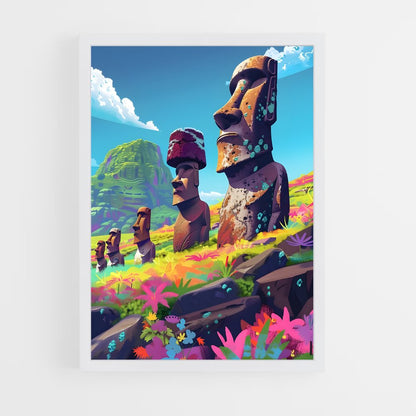 ap-easter island moai-8 cadre Blanc