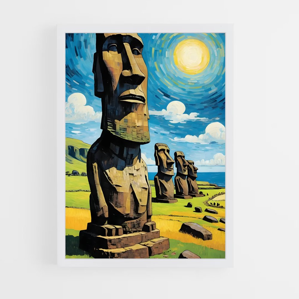 ap-easter island moai-9 cadre Blanc