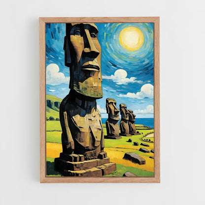 ap-easter island moai-9 cadre Bois clair